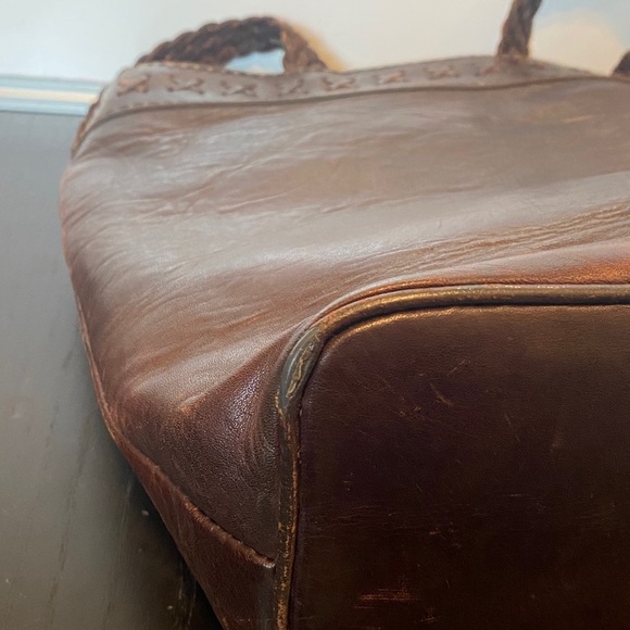 Leather Braided Strap Zipper Closure Shoulder Bag - Picture 6 of 10